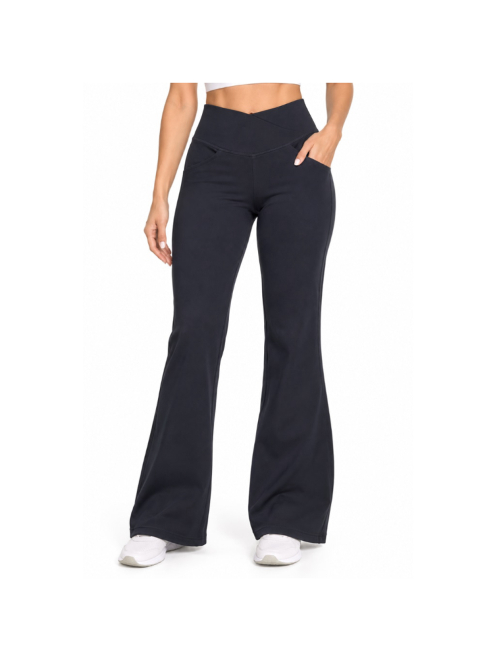 Women’s Joycatch Black Crossover Waist Flare Yoga Pants - Size S - NWT